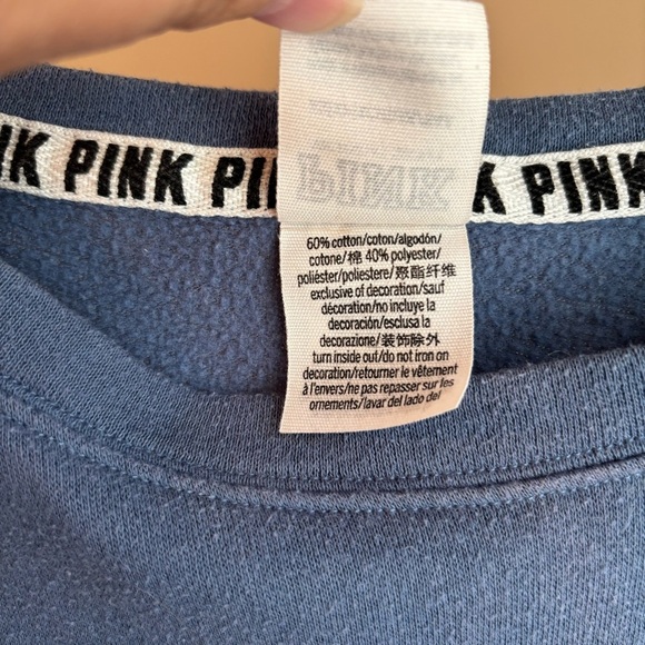 PINK Victoria's Secret Blue Crew Neck Sweater - Picture 3 of 5